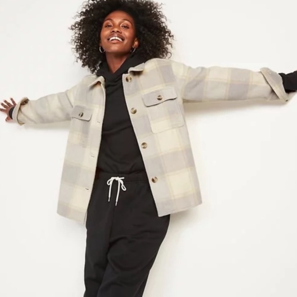 Old Navy plaid wool blend shacket